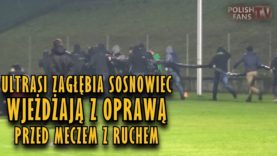 Ultrasi Zagłębia Sosnowiec wjeżdżają z oprawą przed meczem z Ruchem (03.11.2017 r.)