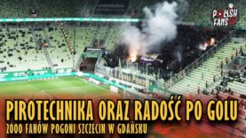 Pirotechnika oraz radość po golu 2000 fanów Pogoni Szczecin w Gdańsku (09.02.2019 r.)