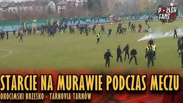 Starcie na murawie podczas meczu Okocimski – Tarnovia (16.03.2019 r.)