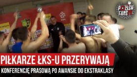 Piłkarze ŁKS-u przerywają konferencję prasową po awansie do Ekstraklasy (04.05.2019 r.)