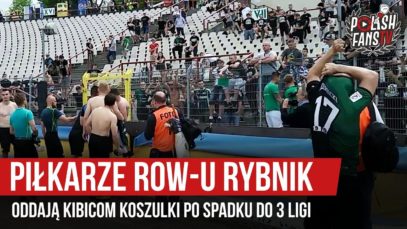 Piłkarze ROW-u Rybnik oddają kibicom koszulki po spadku do 3 ligi (19.05.2019 r.)
