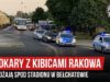 Autokary z kibicami Rakowa odjeżdżają spod stadionu w Bełchatowie (03.08.2019 r.)