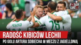 Radość kibiców Lechii po golu Artura Sobiecha w meczu z Jagiellonią (12.08.2019 r.)