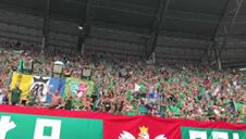 Radość kibiców Śląska Wrocław po golu w meczu z Cracovią (17.08.2019 r.)