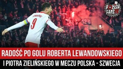 Radość po golu Roberta Lewandowskiego i Piotra Zielińskiego w meczu Polska – Szwecja (29.03.2022 .)