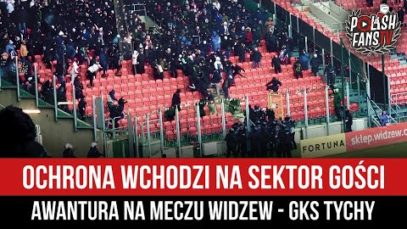 Ochrona wchodzi na sektor gości – awantura na meczu Widzew – GKS Tychy (03.04.2022 r.)