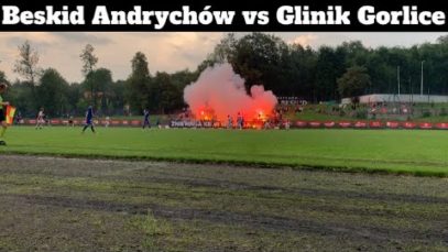 Doping, oprawa, palenie barw na meczu Beskid Andrychów vs Glinik Gorlice 24.08.2022r.