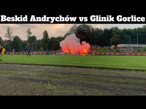 Doping, oprawa, palenie barw na meczu Beskid Andrychów vs Glinik Gorlice 24.08.2022r.