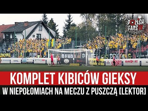 Komplet kibiców GieKSy w Niepołomiach na meczu z Puszczą [LEKTOR] (15.10.2022 r.)